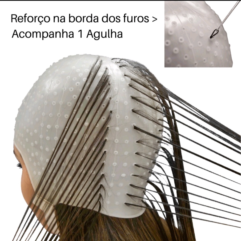 Touca Siliconada Para Mechas Luzes Reflexos Balaiagem Tintura Romana Com Regulagem