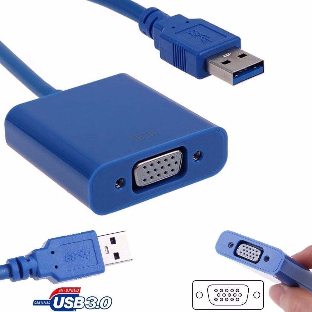 PLACA DE VÍDEO EXTERNA ADAPTADOR USB VGA 3.0 VIA CABO USB