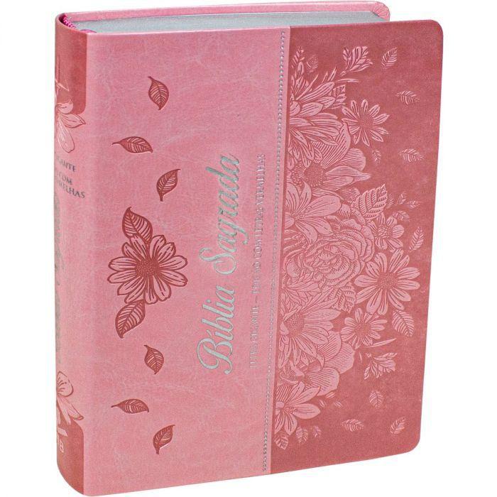 Bíblia Sagrada RC Letra Gigante C/Índice - Rosa Flor