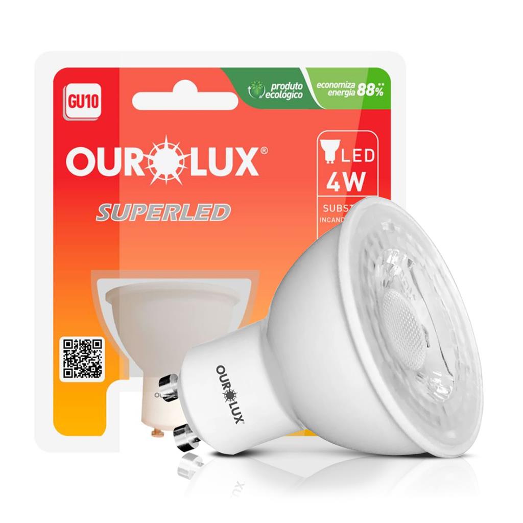 Lampada Led Dicroica Gu10 4W Bivolt 6500K Luz Branca Ourolux - Home & Living