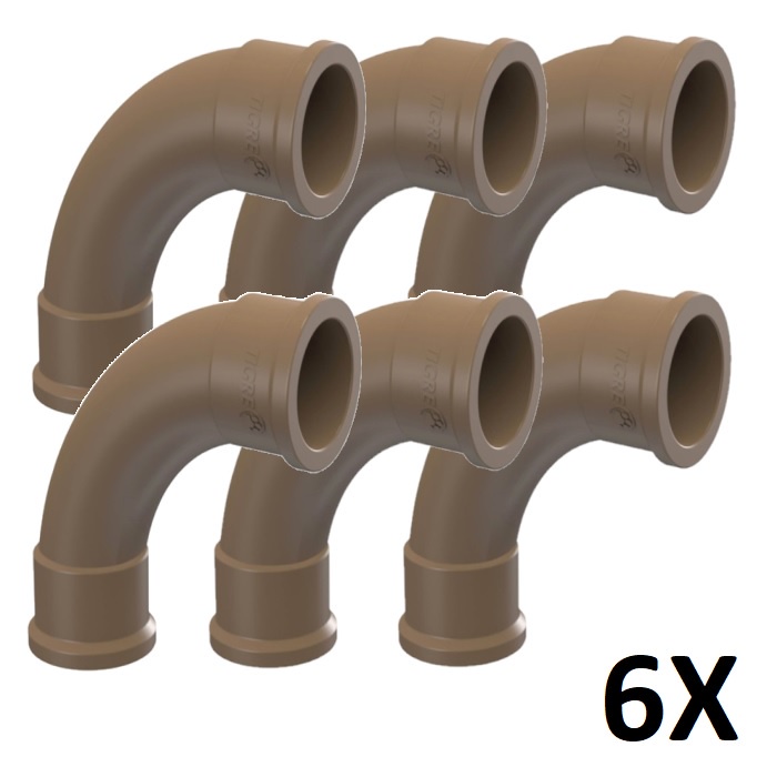 Kit 6 Curva Longa 90? Soldavel 3/4'' (25mm) Tigre