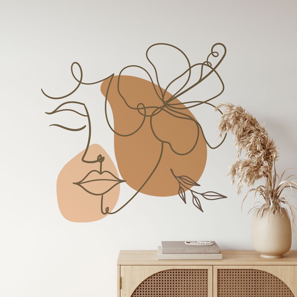 Adesivo de Parede Mulher Floral Boho - Adesivo Decorativo De Parede Para: Salas, Quartos, Banheiros Cozinhas e Etc