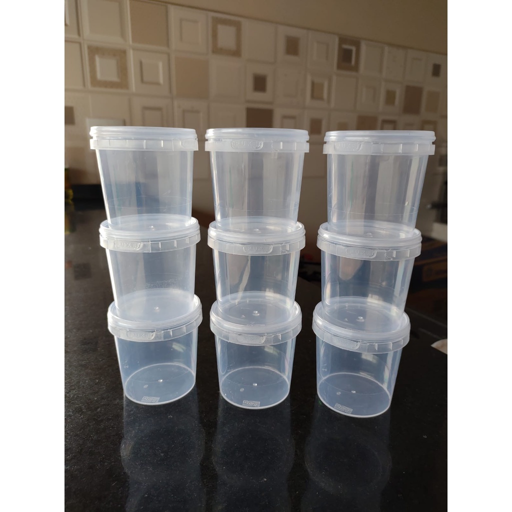 30 un Pote Plástico Premium Redondo 500 ml com Tampa Lacre Bolo no Pote