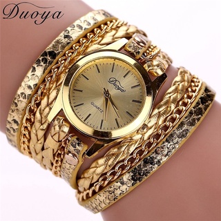 Relógio feminino / pulseira de couro vintage com relógio de quartzo / relógio personalizado multicamadas