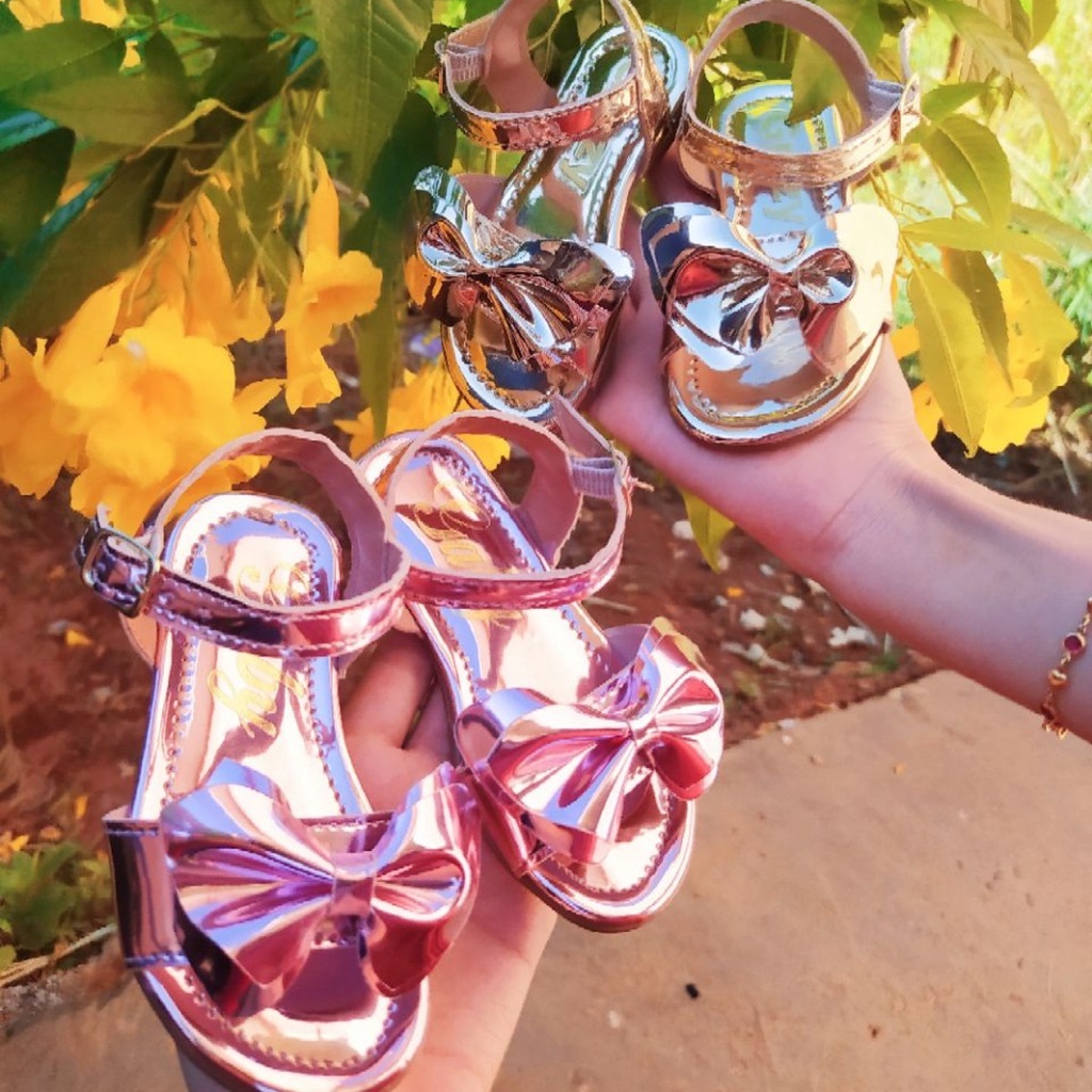 Sandália Infantil Rasteira com Laço Moda Infantil Loja de Fábrica