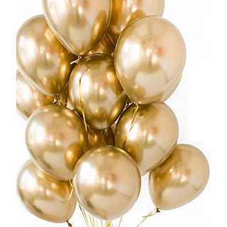 5 Unid -  Balão Bexiga Metalizado Cromado  Dourado 5 Pol