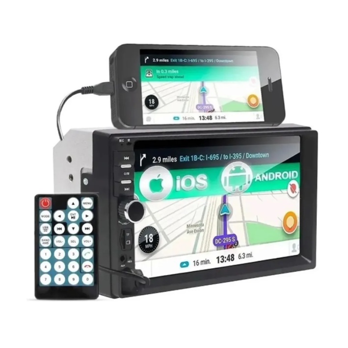 Central Multimídia Mp5 2din Bluetooth Usb Espelhamento Fm Sd Touch Screen 7Polegadas