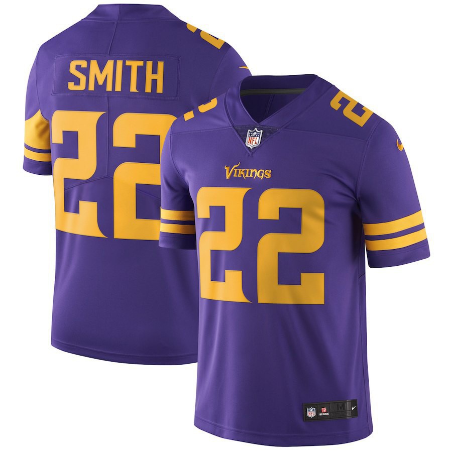 Camisa De Futebol Harrison Smith Masculina Vikings 22 Roxo Branco