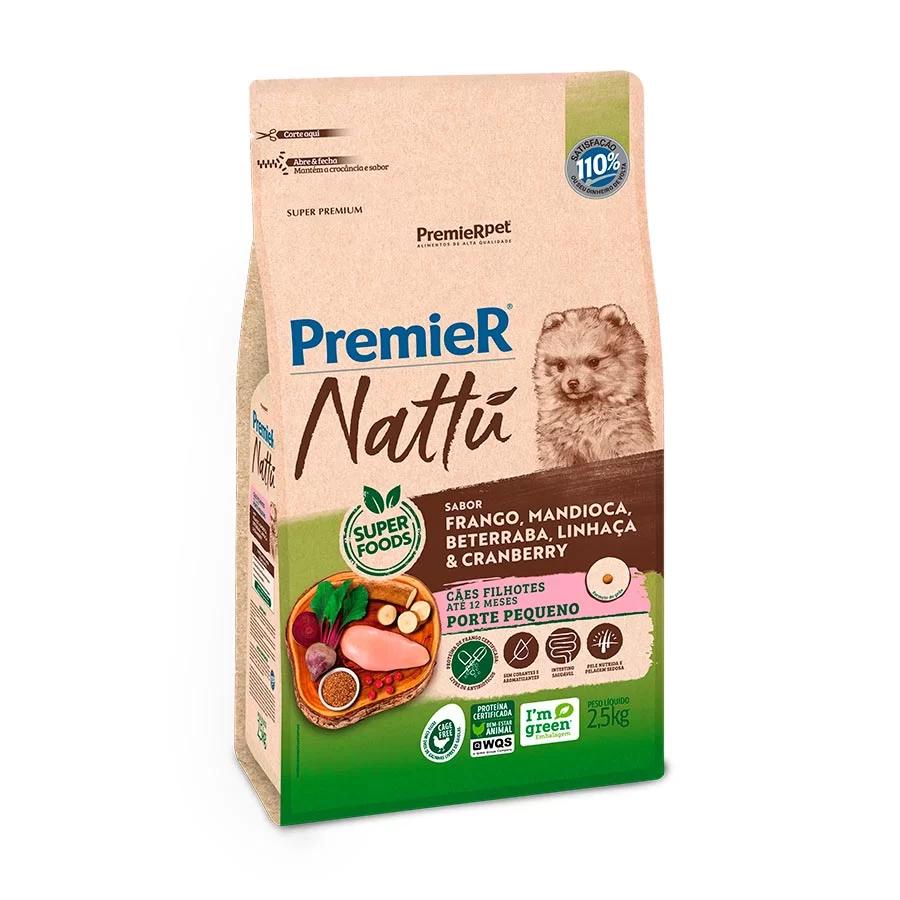 Premier Nattu Cães Filhotes Raças Pequenas Mandioca 2,5KG