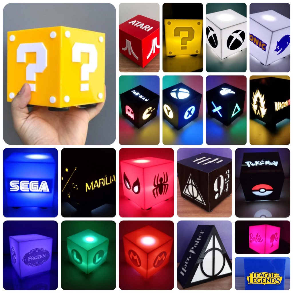 Mini Luminárias Geek Gamers Diversos Modelo Presente Luminaria