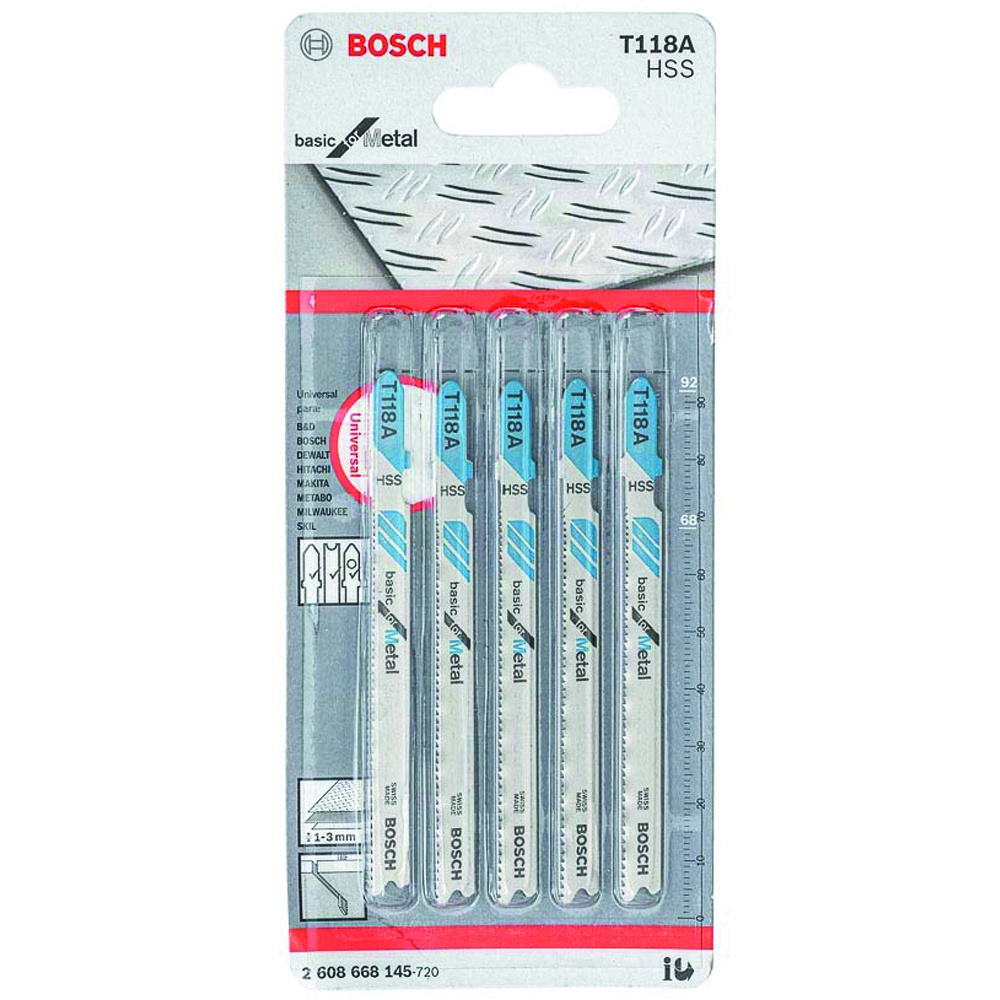 Lâmina Tico-Tico Bosch 68mm p/ Metal 17-23 Dentes 5 Peças Basic for Metal T118A em Oferta na Shopee
