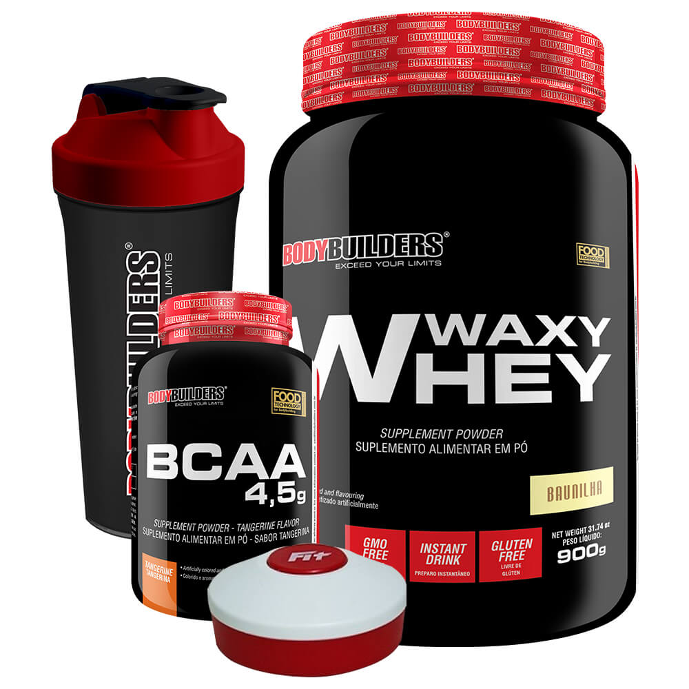 Kit Waxy Whey Protein 900g + BCAA 4.5 100g + Coqueteleira – Bodybuilders