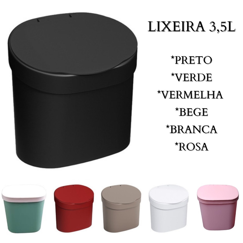 Lixeira plástica pia 3,5 litros e porta dispenser detergente / kit - cores variadas / lixeirinha pia