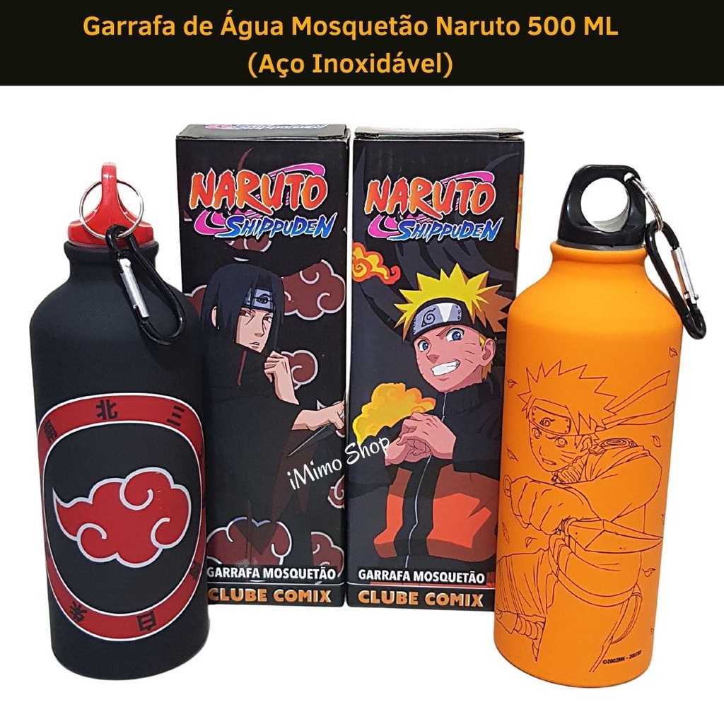 Garrafa Naruto Uzumaki Aldeia Da Folha Com Mosquetão Oficial