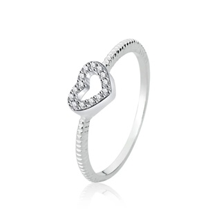 Anel Prata 925 Coração Vazado Cravejado Zircônias Luxo em Oferta na Shopee