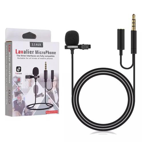 Microfone Condensador de Lapela para Celular com Adaptador para Fone