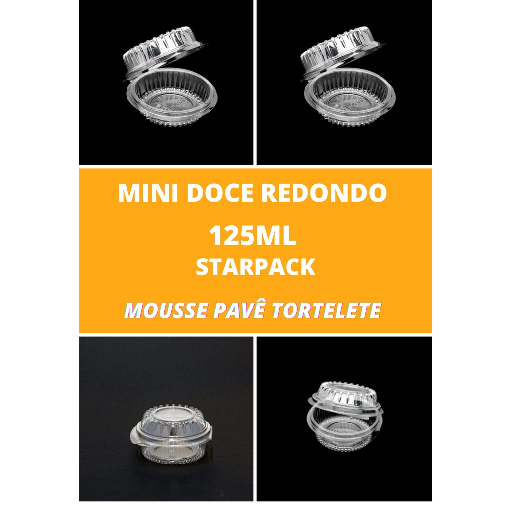 EMBALAGEM MINI DOCE REDONDO 125ML STARPACK MOUSSE PAVÊ TORTELETE - CAIXA 100 UNIDADES