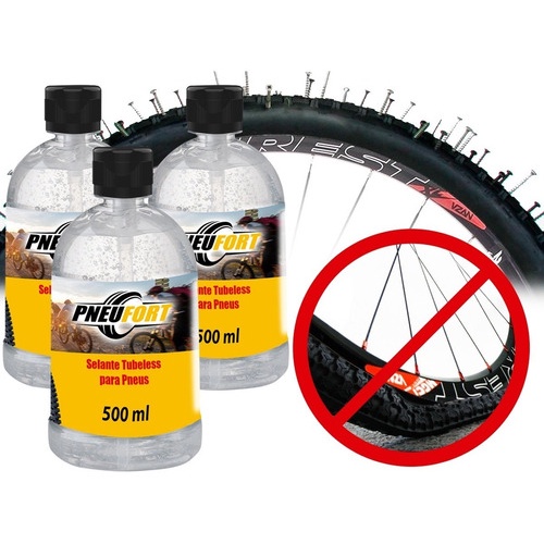 Kit 3 Selantes Pneu Bicicleta - 500ml Pneu Forte Bike Aro 29