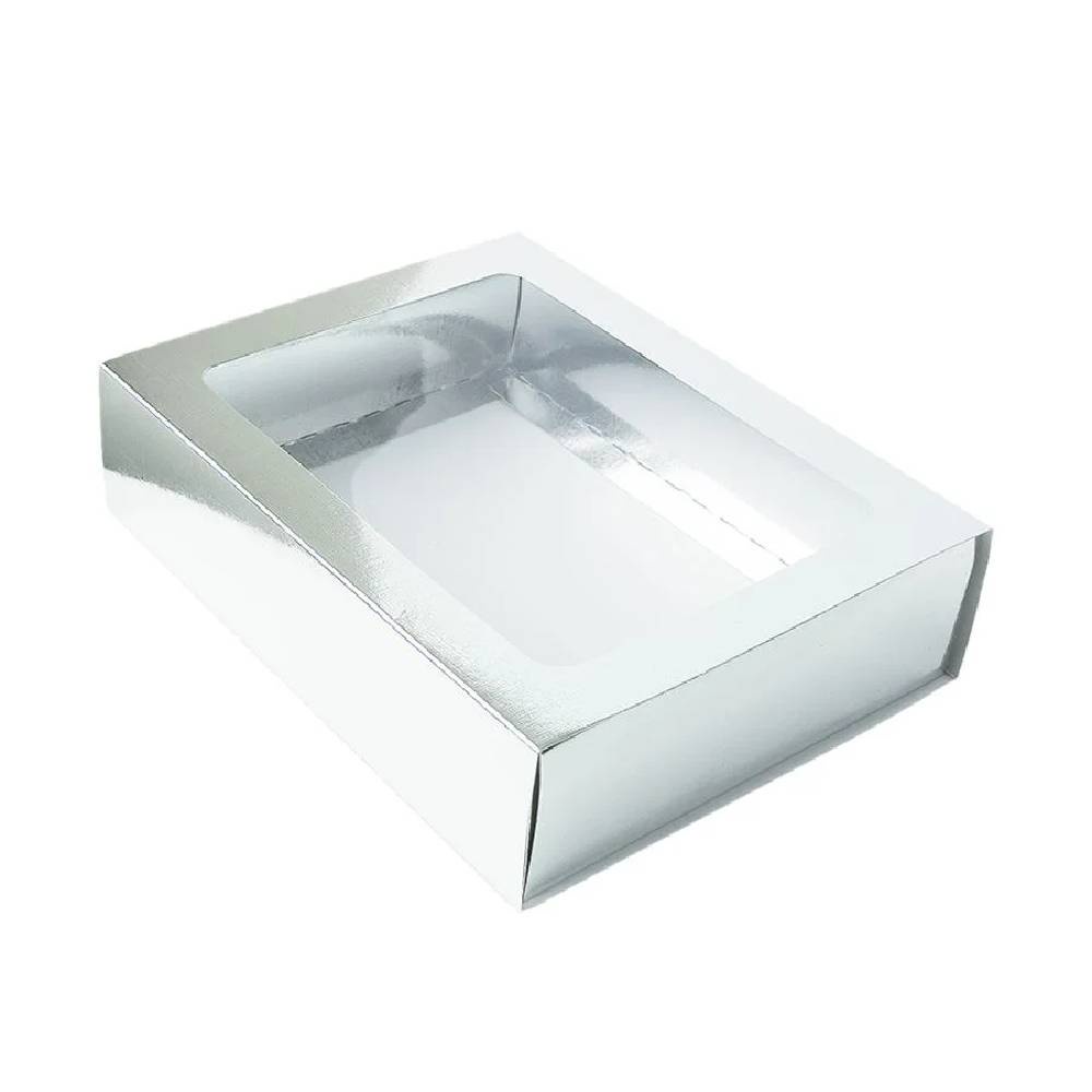 Caixa Gaveta com Visor - 12x16x4cm Prata 10un - Assk Rizzo - Home & Living