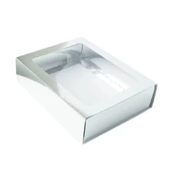 Caixa Gaveta com Visor - 12x16x4cm Prata 10un - Assk Rizzo
