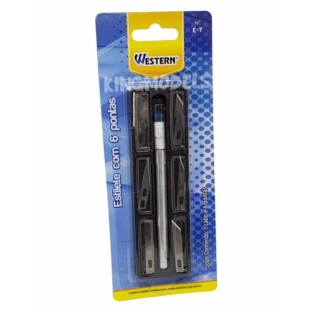 Estilete tipo Bisturi Western de Precisão Com 6 Lâminas P/ Hobby Artesanato