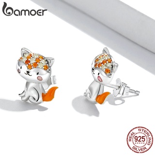 1 Par Brinco De Tarraxa Bamoer 925 De Prata/Raposa Com Tarraxas/Da Moda Para Mulheres/Presente SCE1373