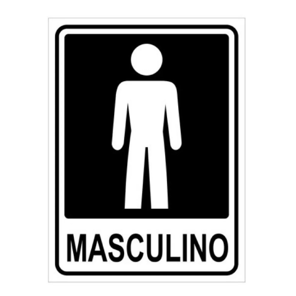 Placa Sinalização Masculino Preto 20x15