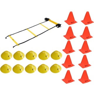Kit Treinamento Funcional Escada De Agilidade 10 Cones e Chapéu Chinês Demarcatório Odin Fit em Oferta na Shopee