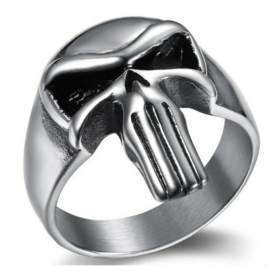Anel justiceiro  aço inox caveira motoqueiro moto harley