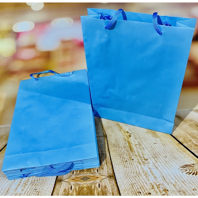 10 Sacolas De Papel 23x16x6 cm azul claro Presente Bolsa Festa - Stationery