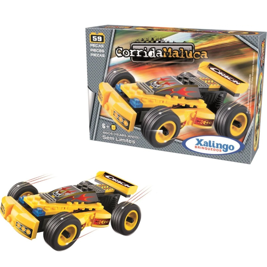 Carrinho de Brinquedo Blocos de Montar Corrida Maluca Sem Limites 59 Peças - 0623.2 em Oferta na Shopee
