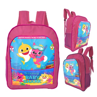 Mochila Escolar Infantil Feminina Grande Rosa Baby Shark