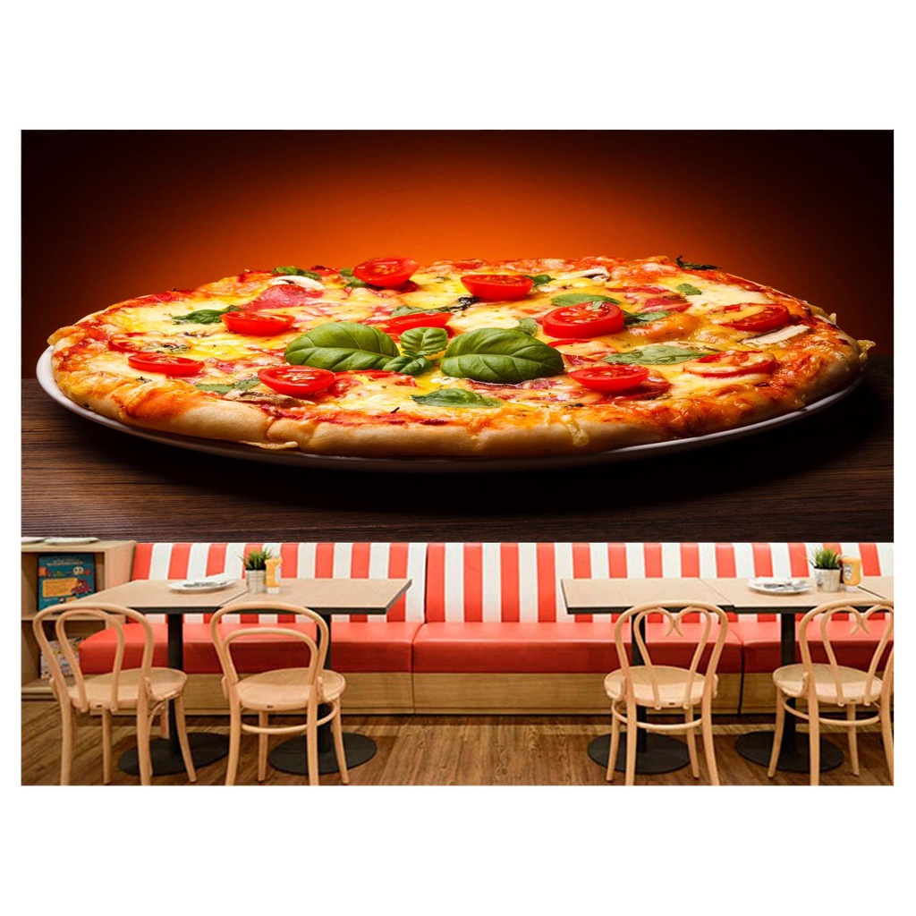 papel de parede Alimento Comida Pizza queijo 3D 10m² AL58