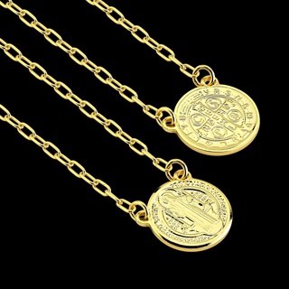 Escapulário Corrente São Bento Medalha Banhado a Ouro 18k Colar Masculino Feminino