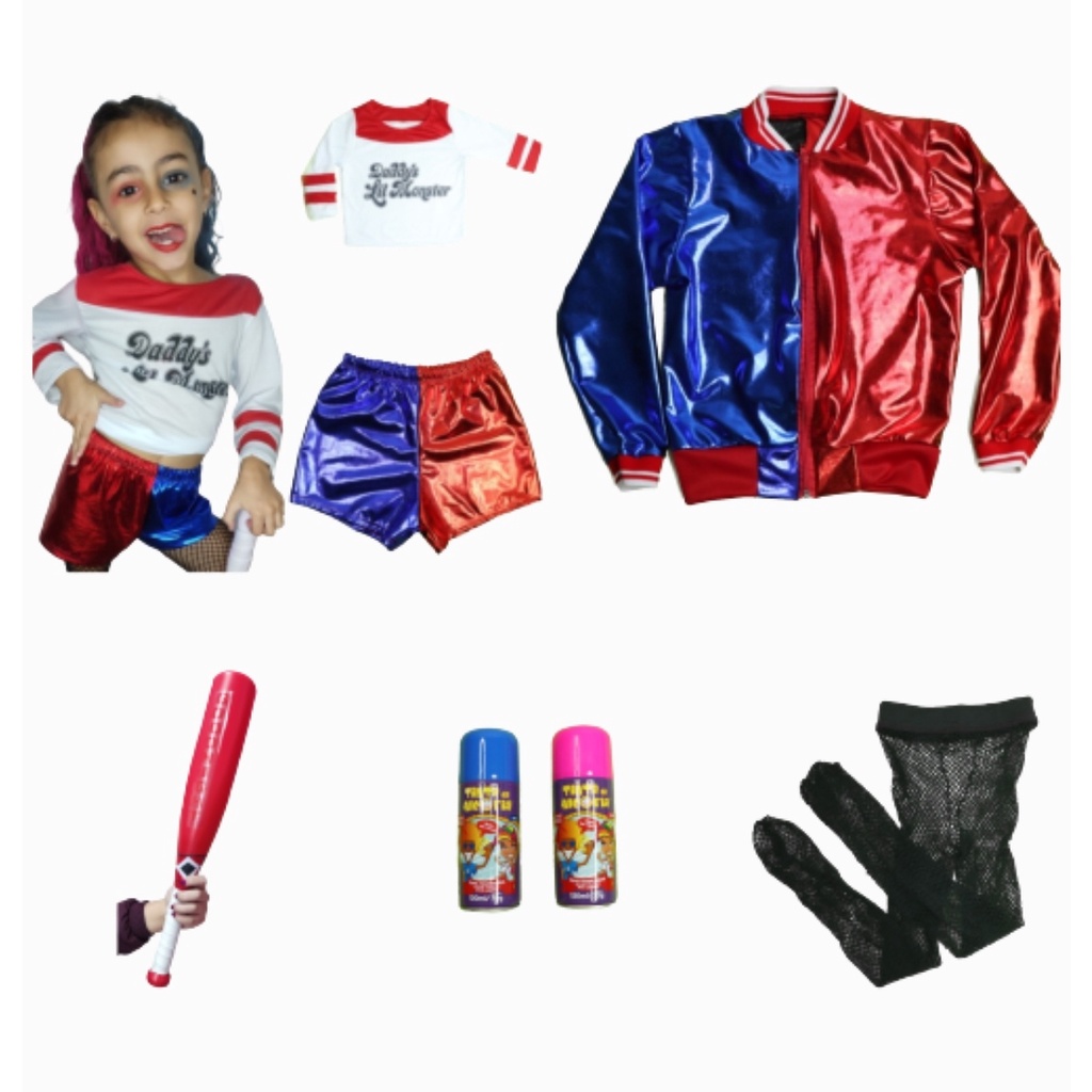Fantasia Arlequina Infantil Completa com Jaqueta | Shopee Brasil