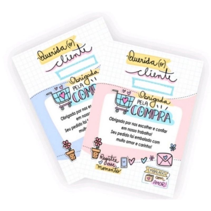 cartão Agradecimento personalizado 100 unid