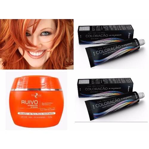 Kit Ruivo 2 Tintas 7.44  + 1 Matizador Ruivo Acobreado 500gr Mairibel