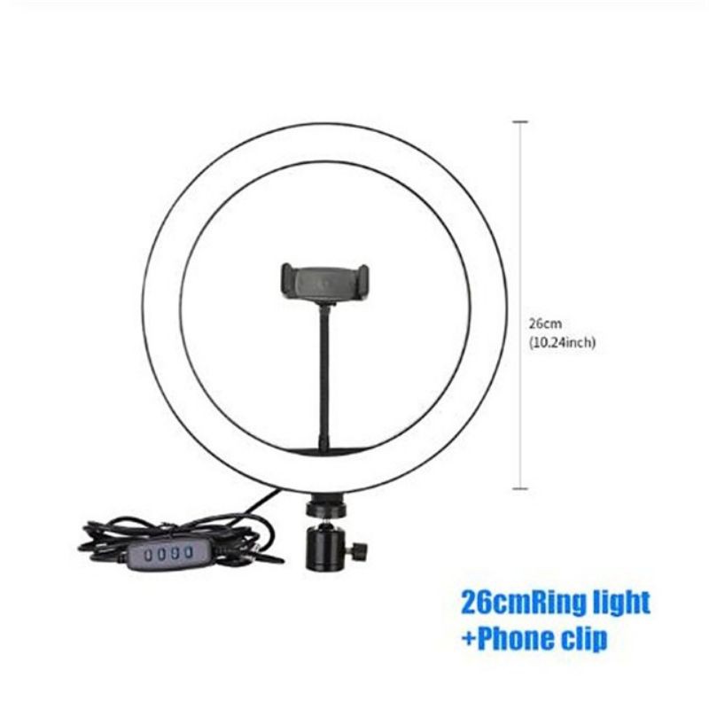Ring Light Selfie Anel Led 10 Polegadas Profissional Mesa aro 10 polegadas / 26cm