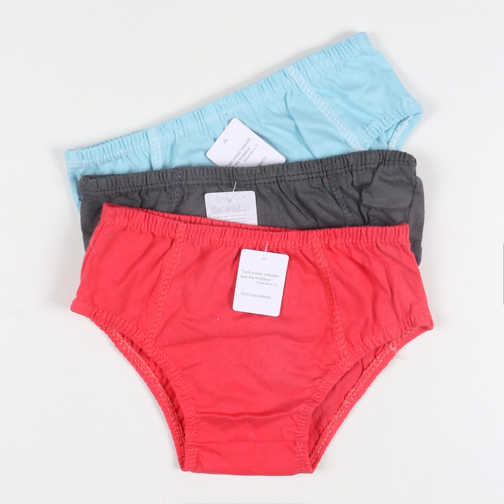 Cueca Slip Algodão Lisa Infantil
