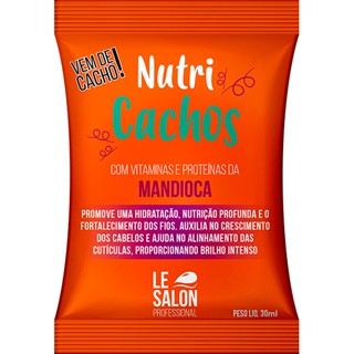 Kit 2 Sachês NUTRI CACHOS DE MANDIOCA - Máscara Capilar 30ml - Le Salon Pro em Oferta na Shopee