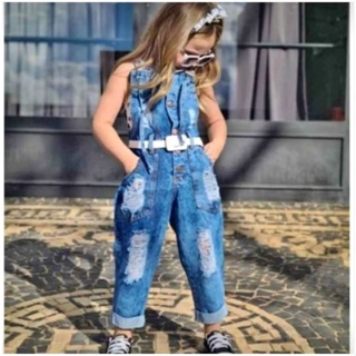 Macacão longo jardineira blogueirinha tradicional em Oferta na Shopee