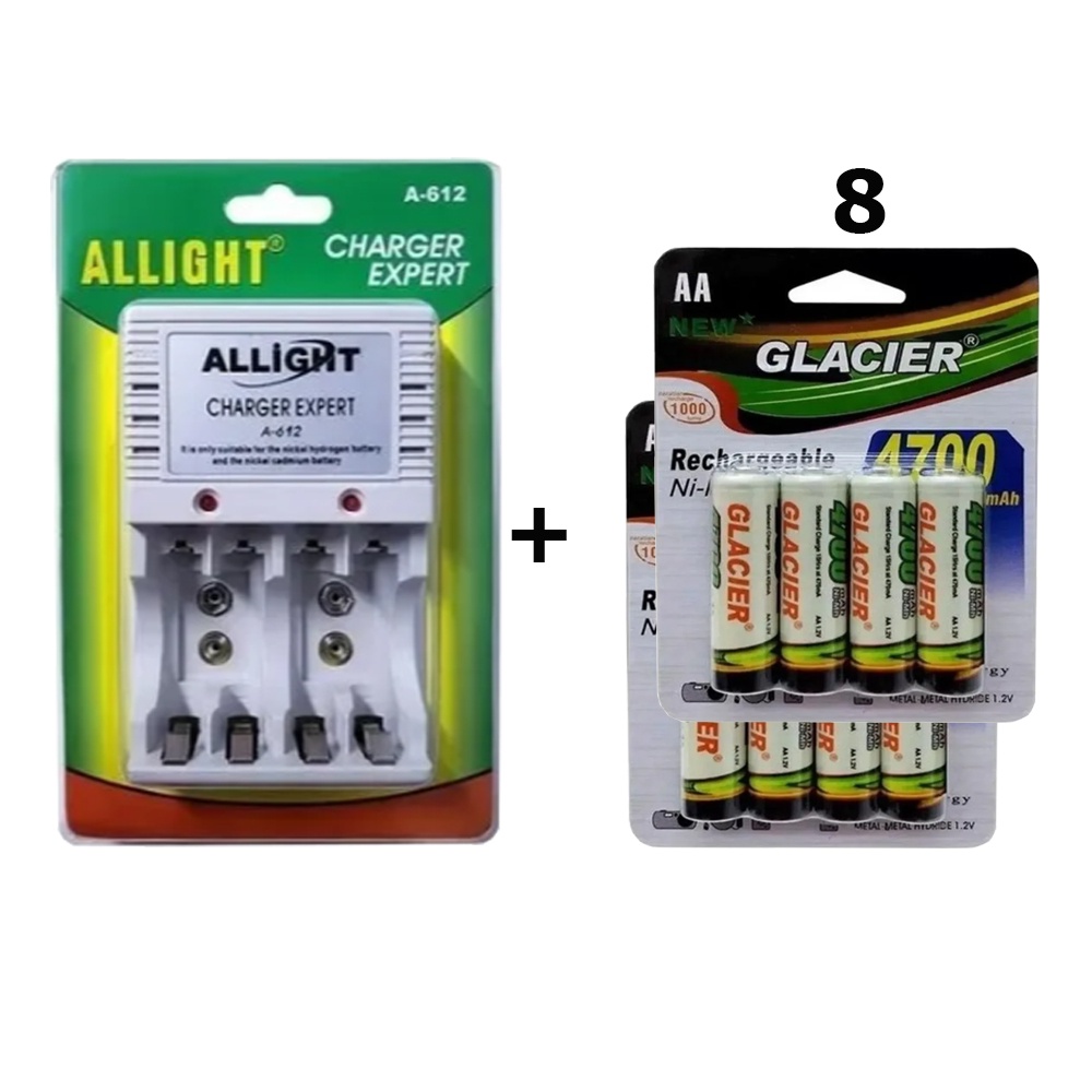 Pilha recarregavel AA comum ou AAA Palito + Carregador Bivolt 110/220