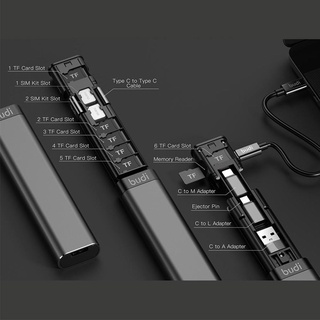 BUDI Cabeçote De Conversão De Cabo De Dados Multifuncional Suporte Para Telefone Celular Universal Portátil Armazenamento Multi-cable SIM KI