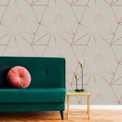 Papel De Parede Fendi Rose Gold Decoração Quarto Estilo Modernidade Casa