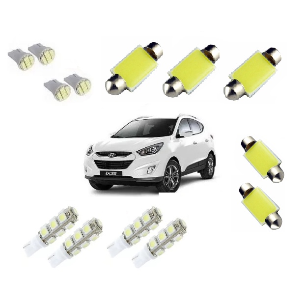 Kit Lâmpadas Leds Hyundai Ix35 LUZ BRANCA - LANTERNA/TETO/PORTA MALAS/LUVAS/QUEBRA-SOL/PLACA/RÉ