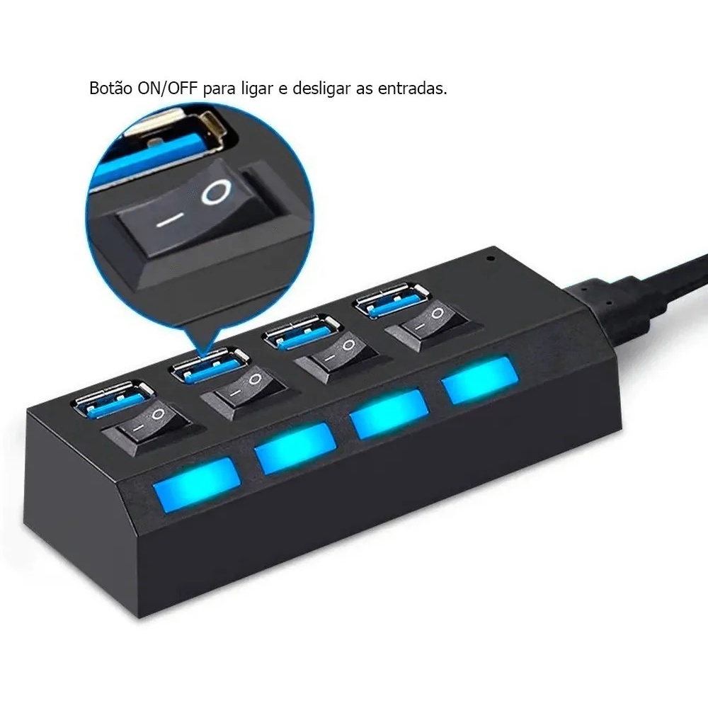 Hub Usb 2.0 / 4 Portas 480 Mbit iMac Macbook Pro Air Windows