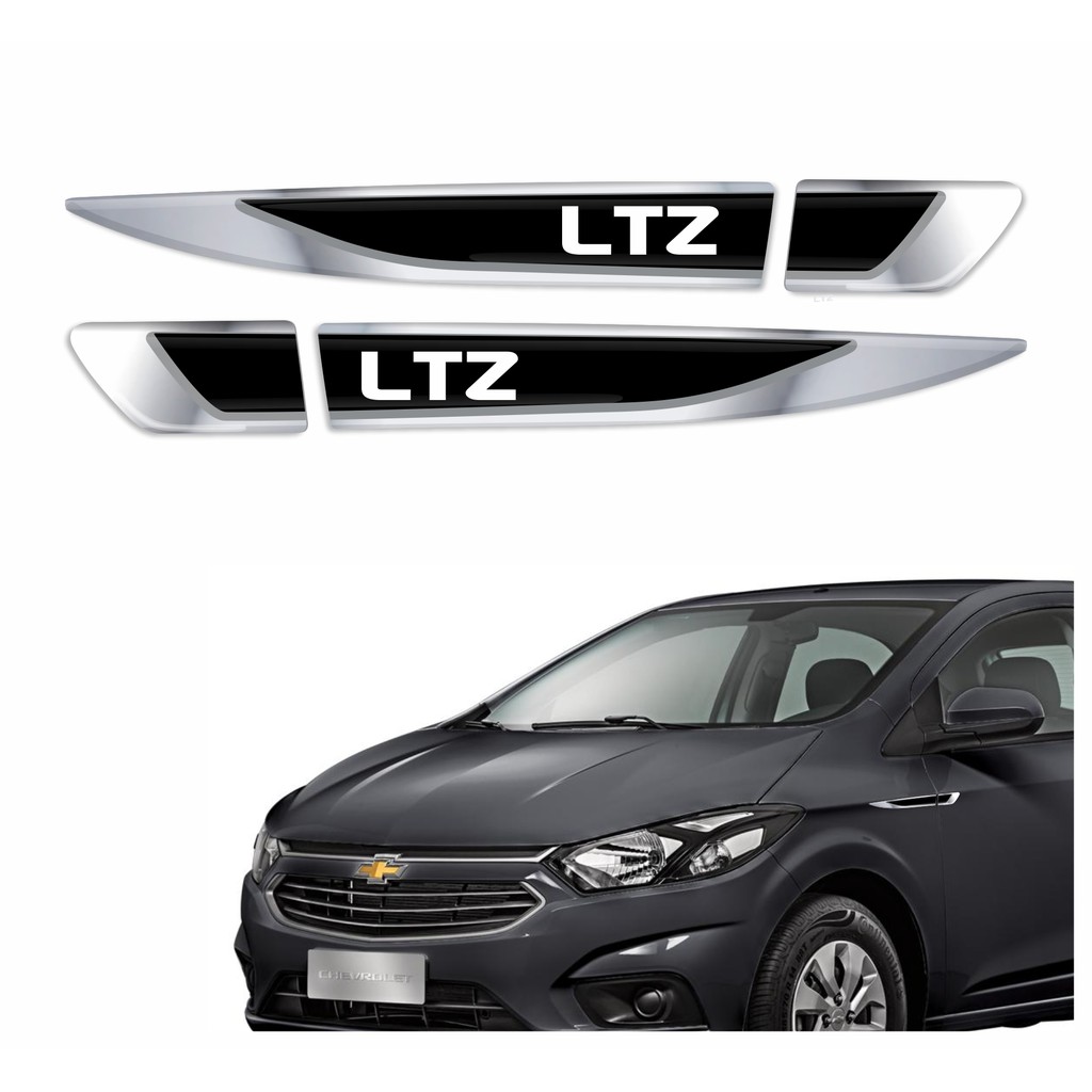 Par Adesivos Aplique Lateral Onix Ltz Emblemas Cromado Resinados Relevo 3D Kit R415