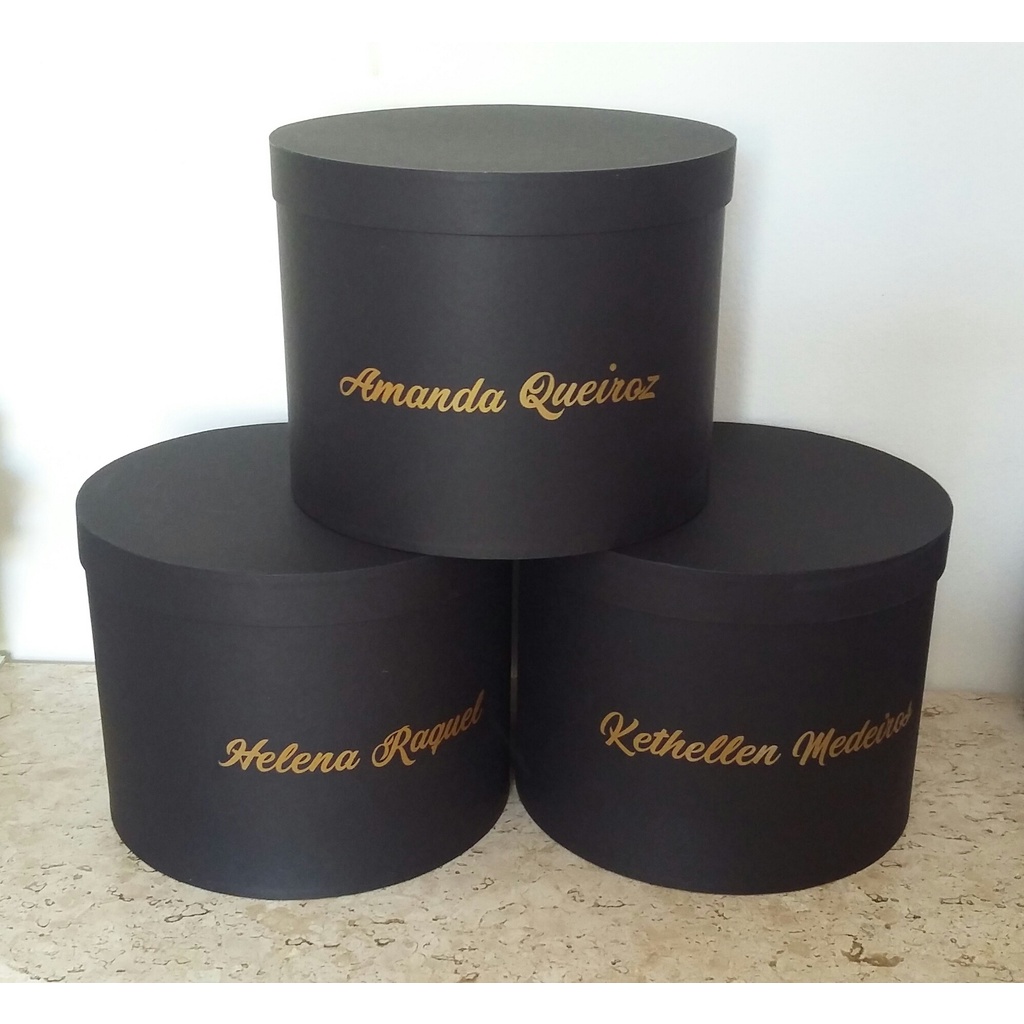 Caixa de Presente Redonda 20x15cm - Box de Luxo Flores Personalizada ...