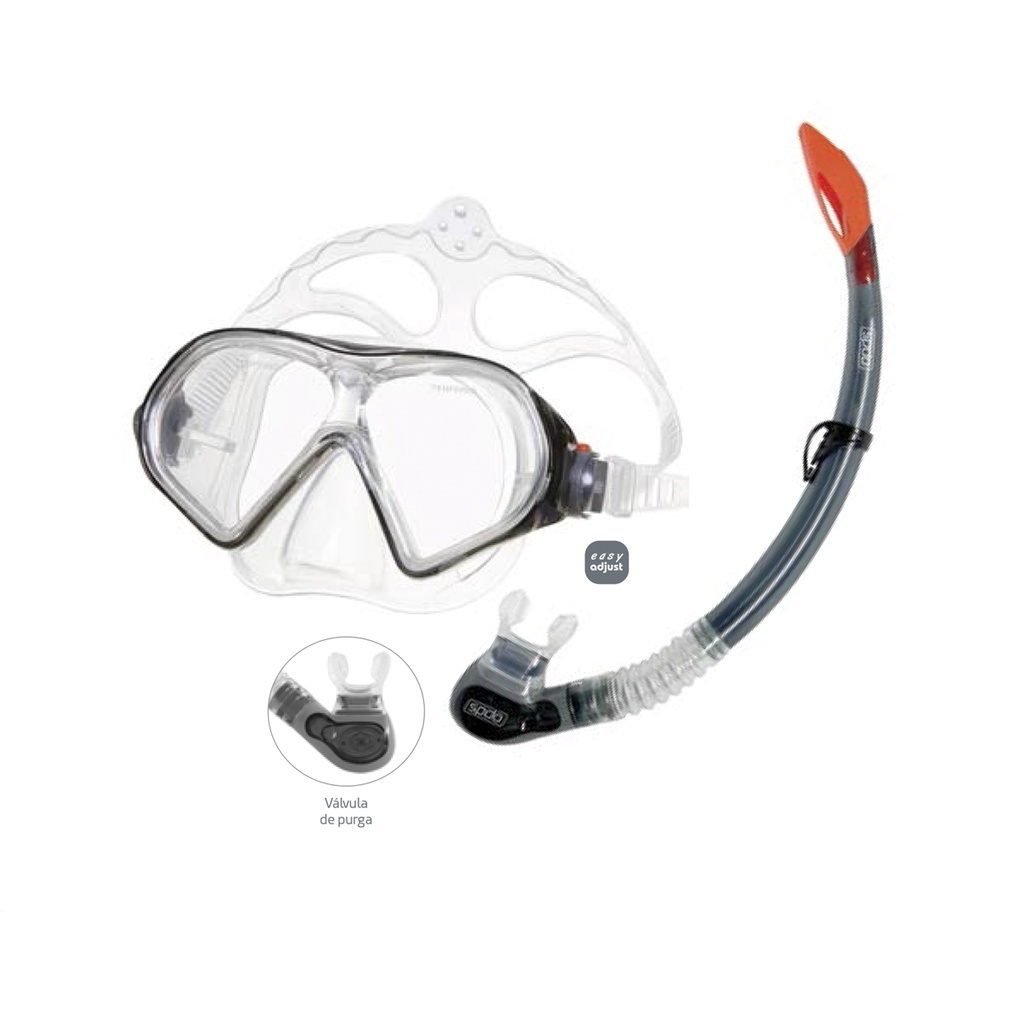 Kit Adulto Snorkel para Mergulho Belize II 617894 Speedo Fumê Translucido