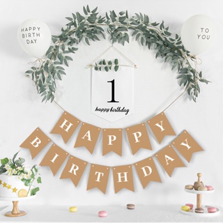 Banner/Faixa De Papel Kraft Feliz Aniversário Para Decoração De Festa De/Bandeira Crianças/Adulto/Bakrops em Oferta na Shopee